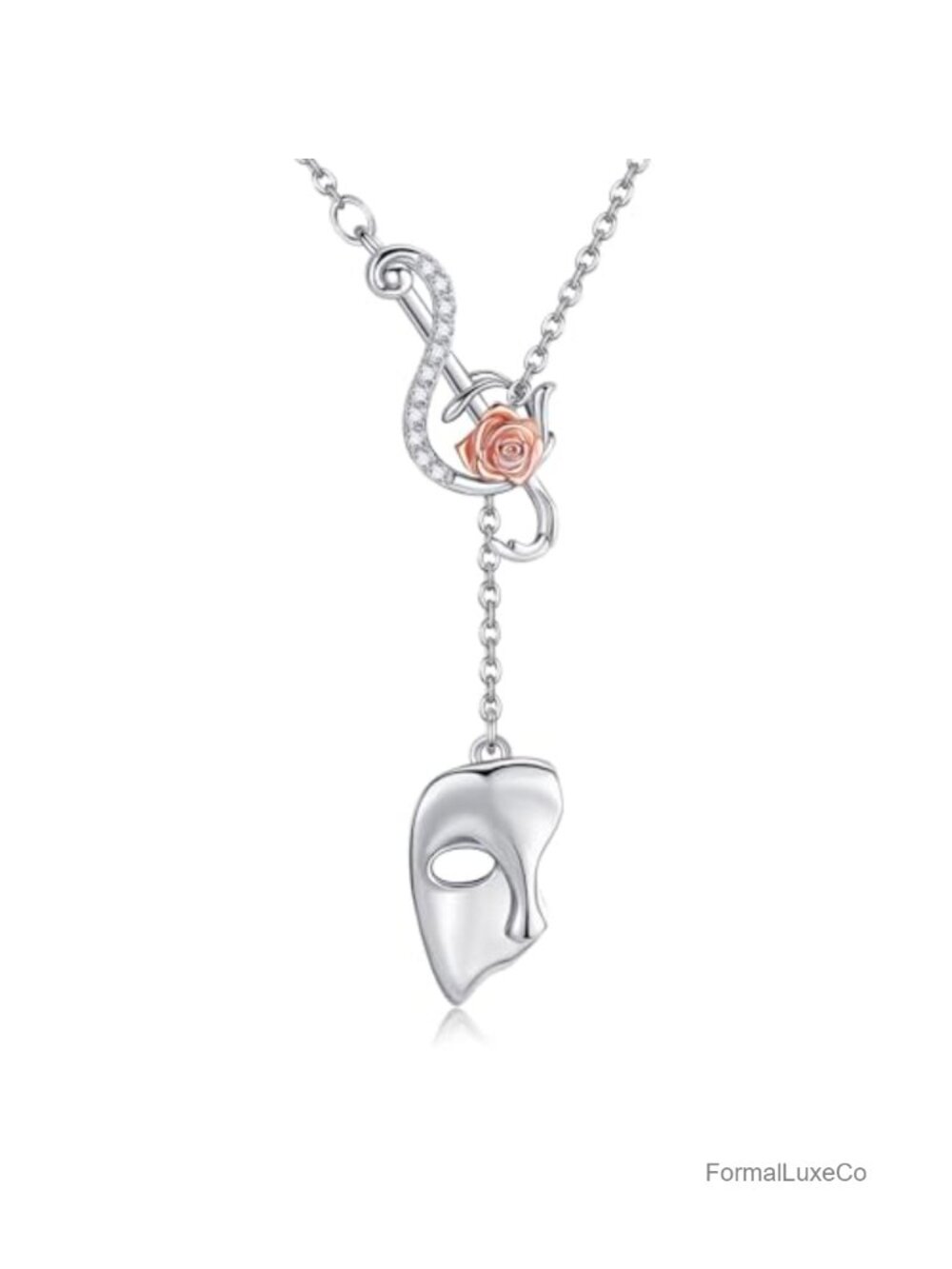 Sterling Silver Phantom of the Opera Y-Necklace Pendant 18"